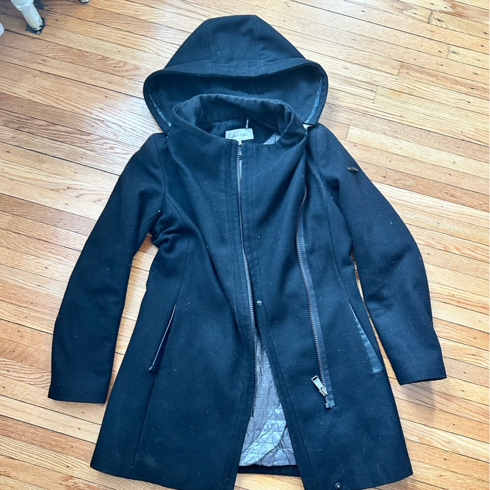Calvin Klein Black Wool Coat - Size small